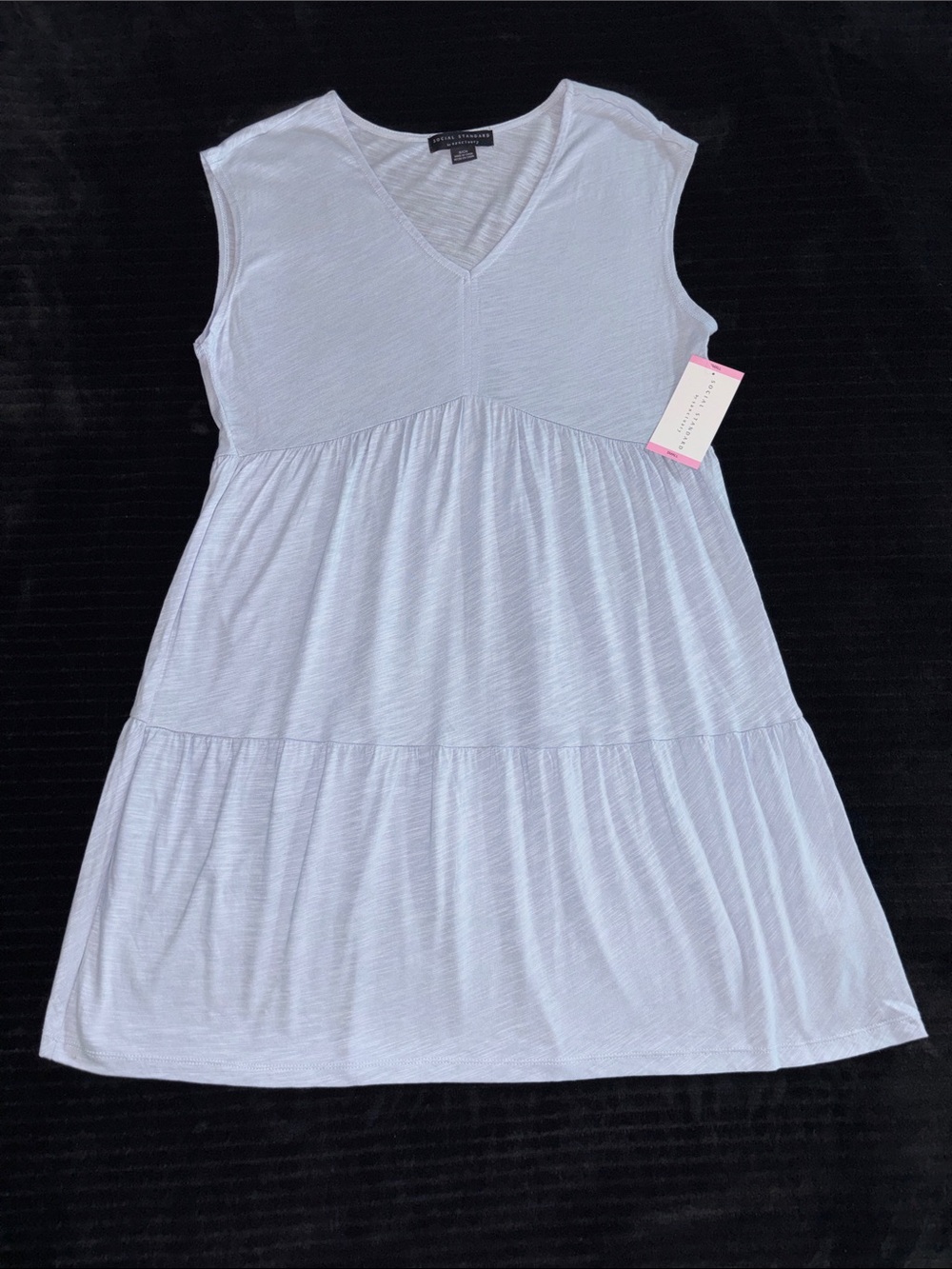 Light Blue Sleeveless Tiered V-Neck Dress